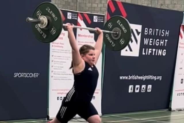 Silver LIFT: Featherstone weightlifter Chloe Hutchinson competes in the girls 64kg group at the British Age Groups Championships.