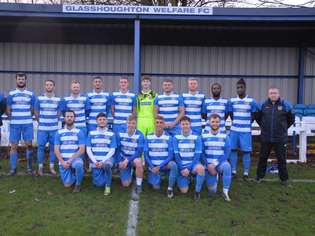 Glasshoughton Welfare's team lines up before their game with Parkgate. Picture: Rob Hare