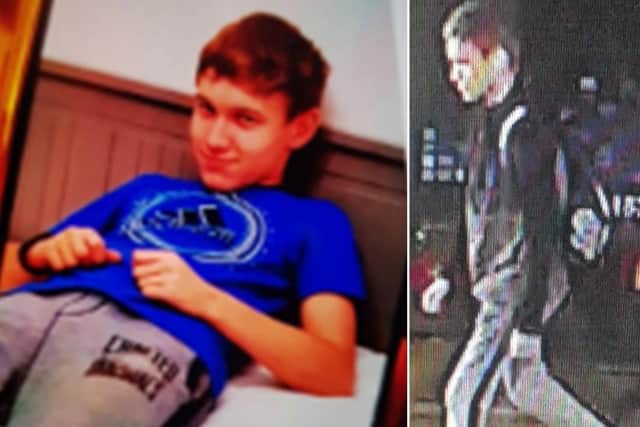 He last seen wearing a blue and black hooded jacket, grey tracksuit bottoms with thick blue stripe, blue trainers with white stripes and a blue rucksack.