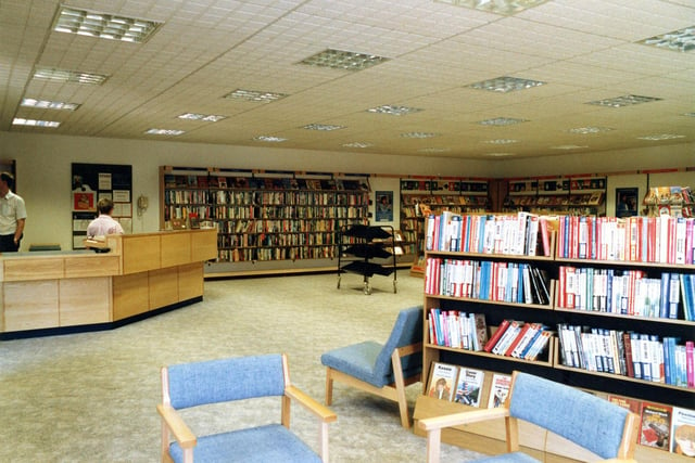 Inside Swinnow Library on Swinnow Lane when it opened in April 1987.