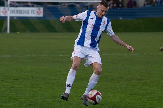Ollie Fearon was in action against his former team when he played for Liversedge FC against Frickley Athletic.