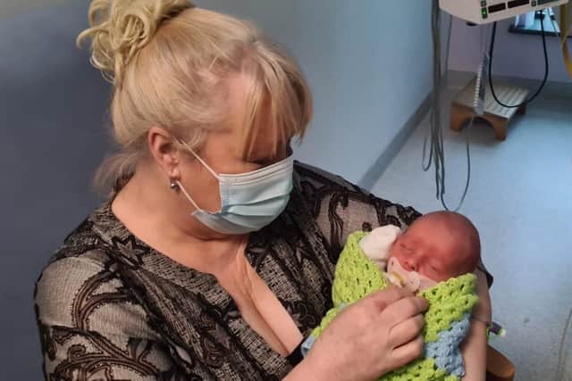 Amber's mother, Vida Pendlebury-Atherton with baby, Maxwell Lee.