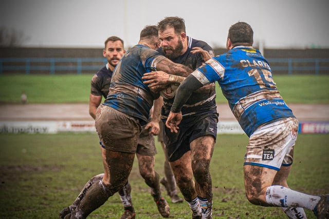 Adam Cuthbertson takes some stopping as he drives forward for Featherstone Rovers. Picture: Dec Hayes