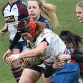 Breaking through: Castleford RUFC U18s’ Ruby Parker breaks through the Scarborough defence. Picture: Richard Gould