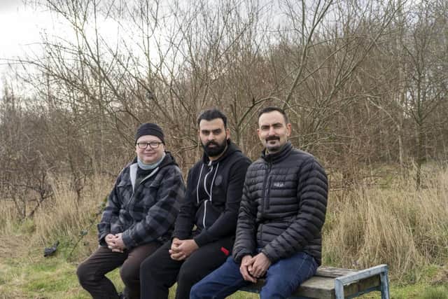 Against the plans....L-R) Matt Wilson, Coun Akef Akbar and Kiran Arya.