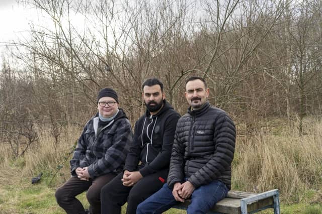 Against the plans....L-R) Matt Wilson, Coun Akef Akbar and Kiran Arya.