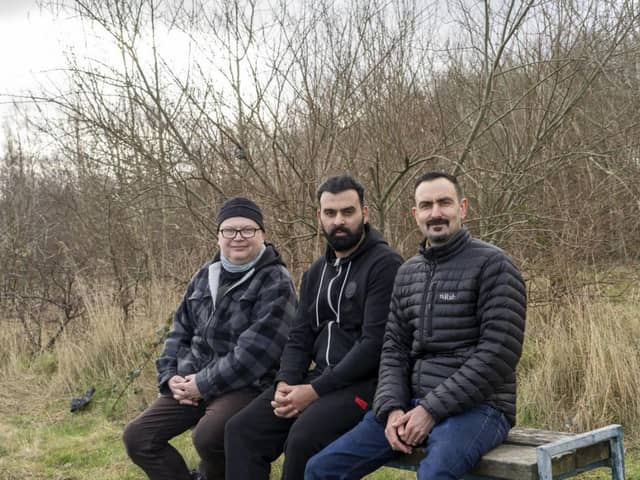 Against the plans....L-R) Matt Wilson, Coun Akef Akbar and Kiran Arya.