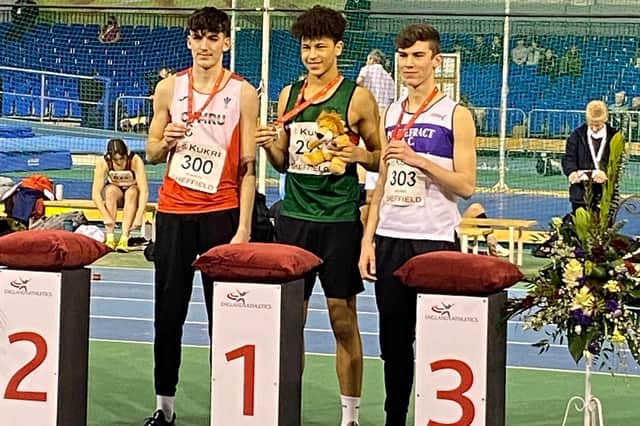 Jack Holmes won a bronze medal in the high jump at the England Athletics Under 17 Indoor Championships at Sheffield.