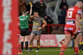 Bureta Faraimo is yellow carded in Castleford Tigers' game at Hull KR. Picture: Bruce Rollinson