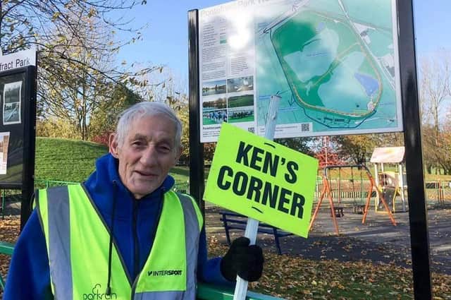 volunteer: When he retired from running at 85, Ken took up position as a Parkrun marshal
