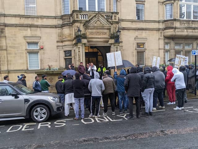 The protest took place yesterday lunchtime.