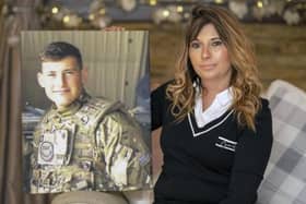 Nathalie Bouzigues, mother of soldier Corporal Jake Hartley, has braved a skydive on the tenth anniversary of his death.