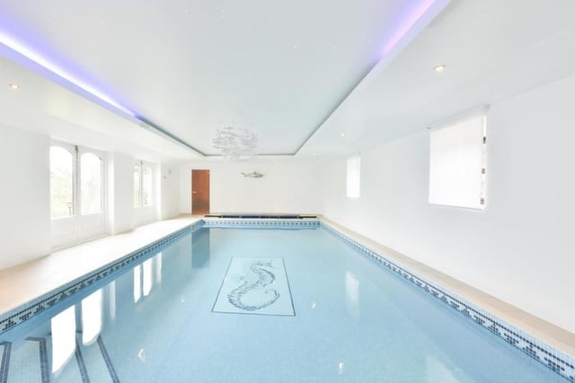The pool with added facilities is of clean and modern design.