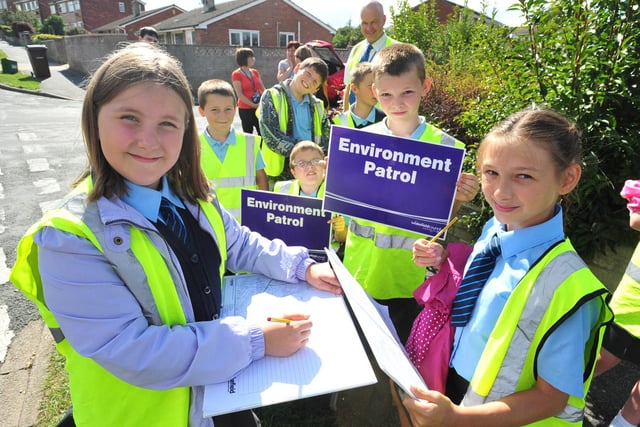 Environment Day at Holy Family Junior School, Pontefract. Pictured L/R: Ola Rzegocka and Alex Mason with fellow classmates.