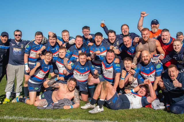 Sharlston Rovers players celebrate reaching the BARLA National Cup final. Picture: Jonathan Buck
