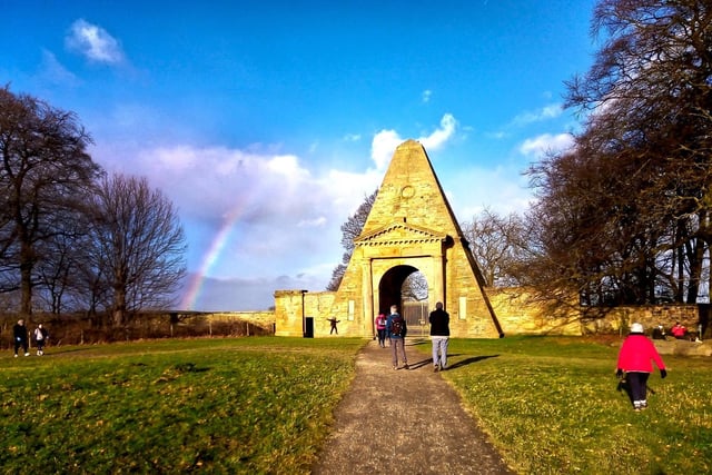 Partial rainbow at Nostell Obelisk, by Eric Houlder.