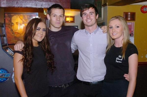 Joe, Charlotte, Jonny and Lucy, staff at the Black Swan in 2012.