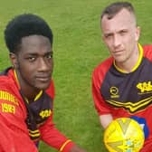 Goals from strikers Bubacarr Camara (left) and Danny Young secured promotion for Wakefield Athletic into the top flight of the W&DSFL following their 3-1 success over Nightingale FC.