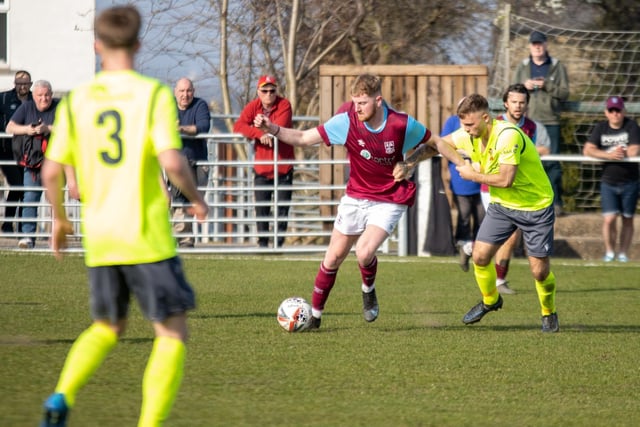 George Doyle controls the ball as Emley mount an attack. Picture: Mark Parsons