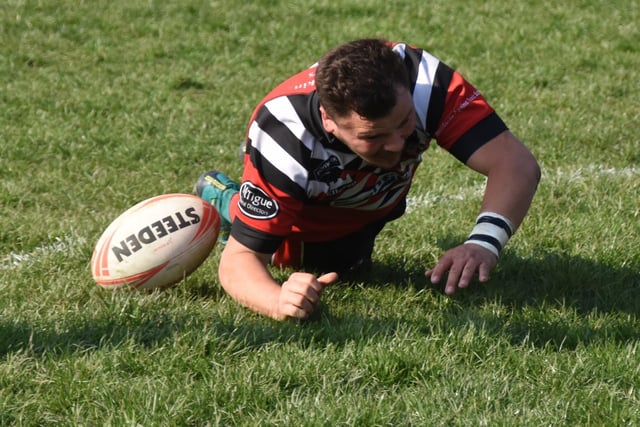 Connor Wilson dives over for a try. Picture: Rob Hare