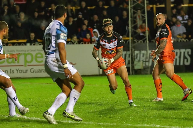Half-back Gareth O'Brien in the thick of the action for Castleford Tigers. Picture: Simon Hall