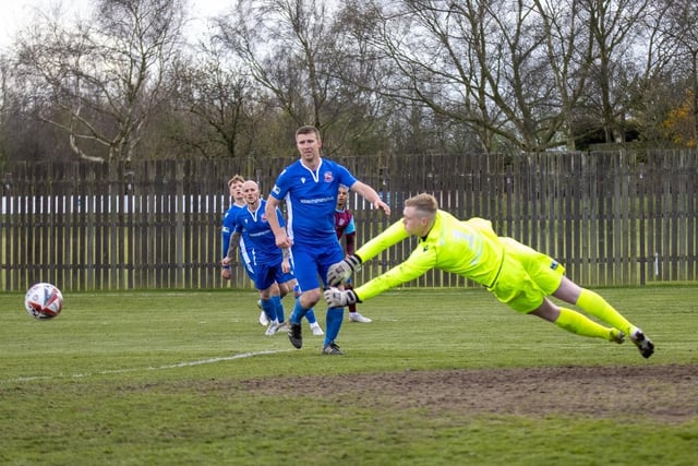 Winterton goalkeeper Nathan Popple makes a save. Picture: Mark Parsons