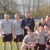 The Navigation Tavern FC team celebrate winning the Wakefield Sunday League's Championship One League Cup.