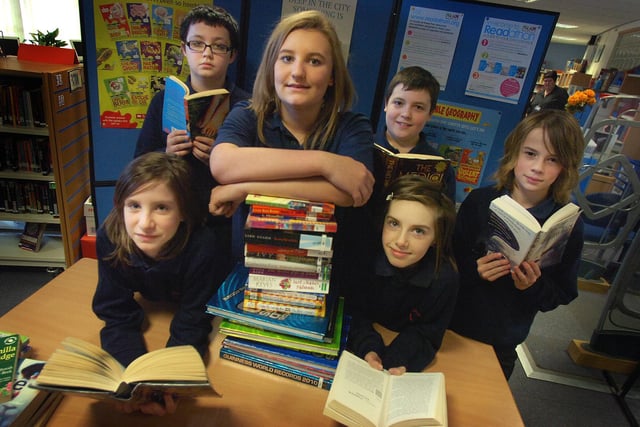 Brigshaw High School pupils have been raising money for charities. Pictured L/R: Olivia Mason, James Byers, Georgina Tackery, Tom Collins, Abbie Bouler and Harry Saxon who did a readathon.