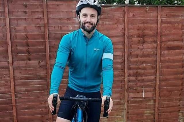 Steven Gill in training for his 75km bike ride in aid of charity.