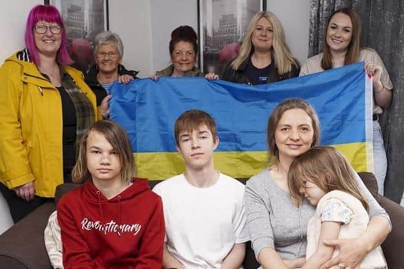 The local community in South Elmsall has come together to support the first sponsored Ukrainian family in the district, Liliana and her children George Kiln and Maria.  Picture Scott Merrylees