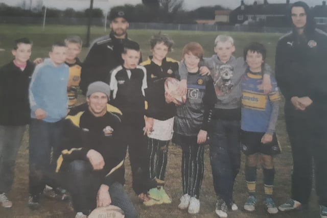Townville Tigers U12s were pictured with Castleford Tigers first team stars Rangi Chase and Richard Owen, who were Townville club ambassadors in 2012 and popped into training.