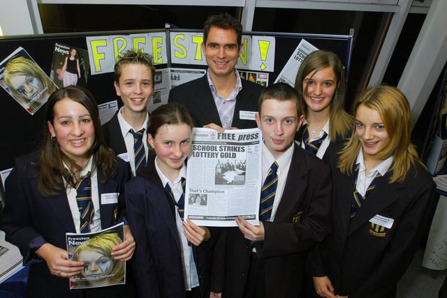 Wakefield Schools Media Challenge event held at Thornes Park College. Left to Right: Chloe Hartshorn, Graham Fuller, Zara Gisby, Stuart Wright of InSpa, Kirsty Skeeme, James Walker and Laura Field.