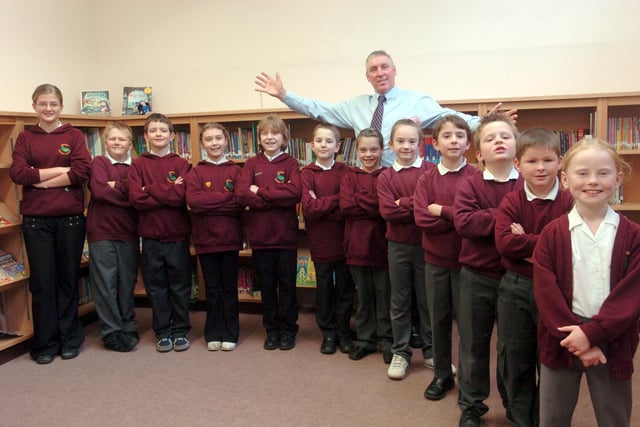 Top school Horbury Primary, pupils picture with head John Wright.
