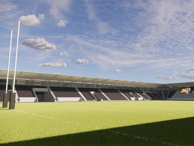 A pitchside view of what Tigers' redeveloped stadium will look like. Picture by Castleford Tigers/Highgrove Group/WMA Architects.