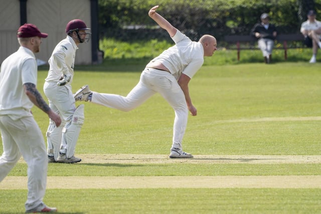 Ben Waite in his bowling stride for Methley. Picture: Scott Merrylees