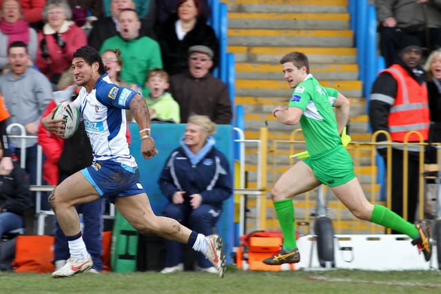 The big story a decade ago was the Challenge Cup fourth round win for Daryl Powell's Featherstone Rovers against Ian Millward's Castleford Tigers. Here Tangi Ropati races clear, but the game was to end disappointingly for the Rovers player as he was injured and ruled out for up to three months.