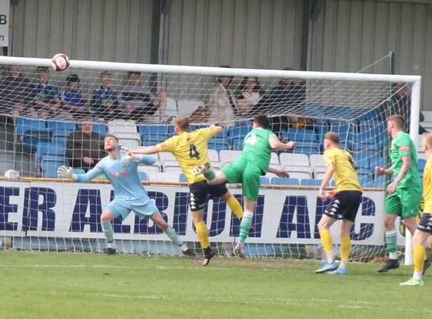 Frickley Athletic's luck was out at Tadcaster Albion as they hit the crossbar and missed several good chances in a 2-0 defeat. Picture: Keith A Handley