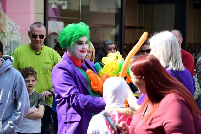 The Joker had a break from his evil ways to chat with shoppers.