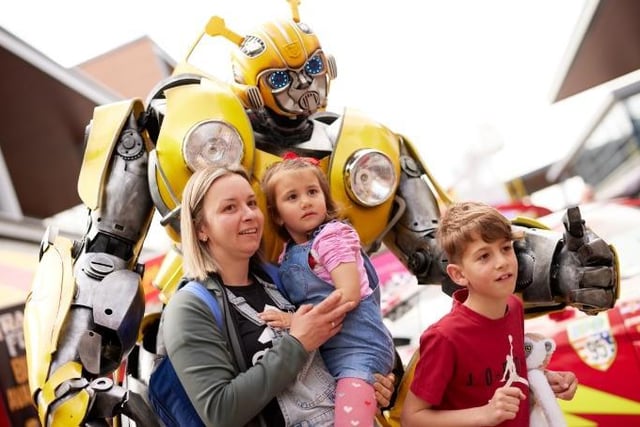 Family shot with Transformer Bumblebee.