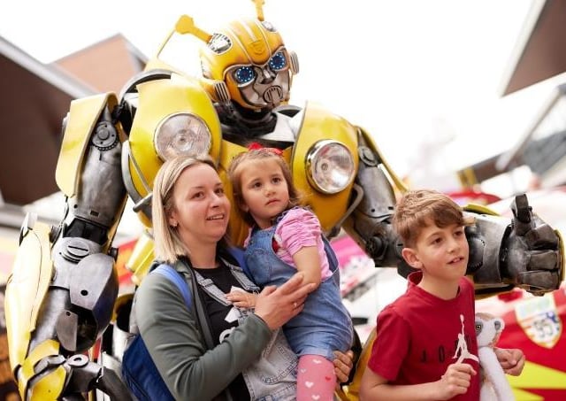 Family shot with Transformer Bumblebee.