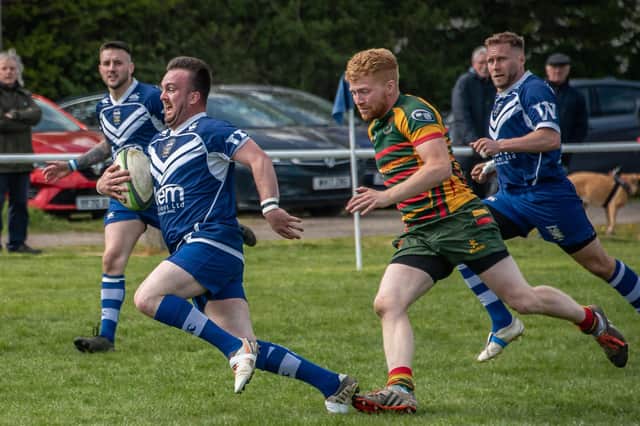 Josh Walker shows a clean pair of heels as he sprints in for a try in Pontefract RUFC's final game of the 2021-22 season. Picture: Jonathan Buck