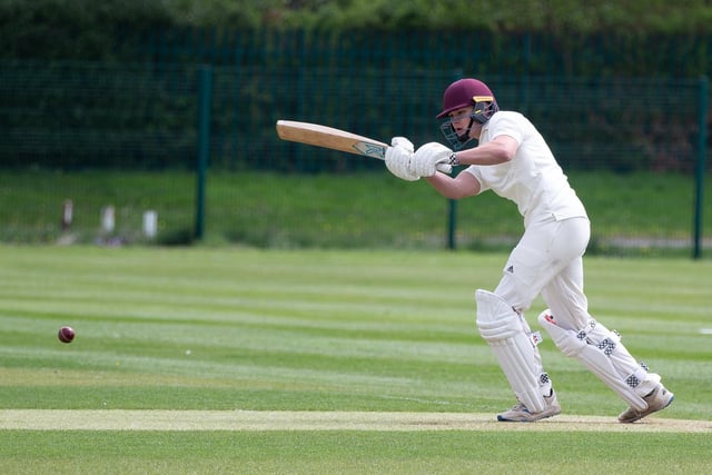 Alex Cree plays a classy looking shot, but his innings for Methley was to be cut short at 17.