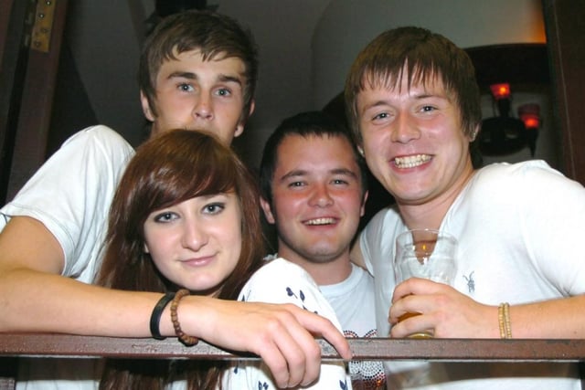 Sam, Danni, Luke and Larry at the window to Tryst in 2009.