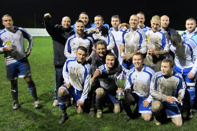 The Pontefract Amateurs team celebrate winning the Castleford & District FA Sunday Cup final when they beat Ferrybridge Progressive 3-2.