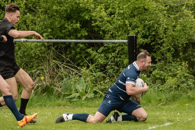 Jake Perkins goes over the match winning try for Featherstone Lions. Picture: Jonathan Buck