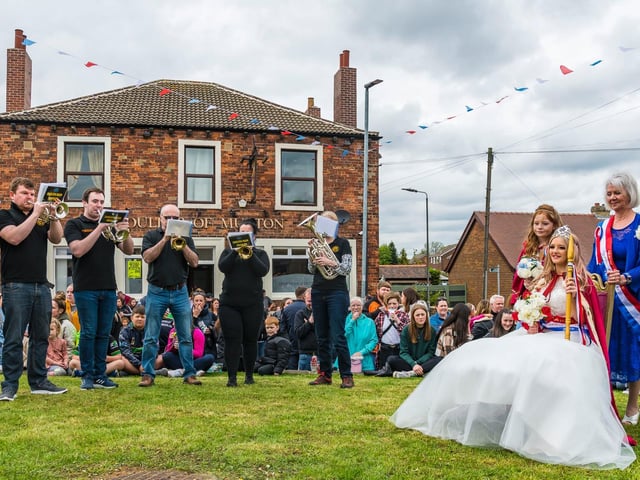 Time-honoured tradition.
The Carlton Main Frickley Colliery Band on Gawthorpe village green