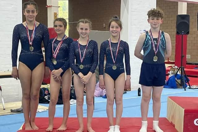 Wakefield Gym Club medal-winning tumblers at the Revolution Open at the National Sports Training Centre.
