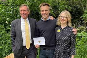 John Handford of  garden sponsors Saracin; Jamie Butterworth; Sarah Williams-Robbins from the charity Place2Be.
