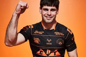 Jake Mamo in Castleford Tigers' special Magic Weekend kit in which they will be paying tribute to Rob Burrow.