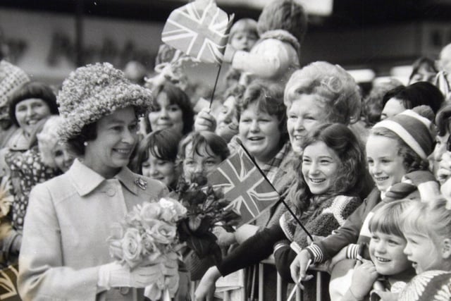 A posy of flowers for the Queen in Wakefield, 1977.